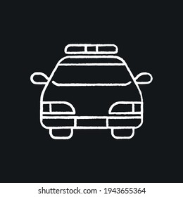 Police car chalk icon. Law enforcement. Transport, protection equipment. Thin line contour symbols. Isolated vector outline illustrations. 