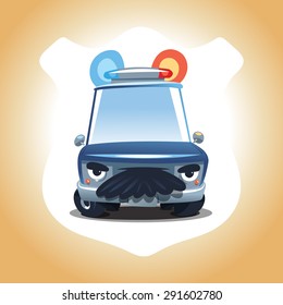 police car character. Cartoon illustration