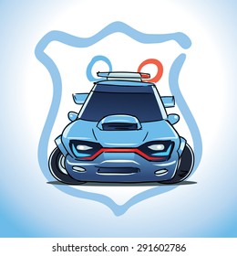 police car character. Cartoon illustration