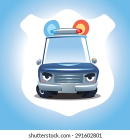 police car character. Cartoon illustration