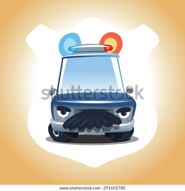 police car character.\
Cartoon illustration