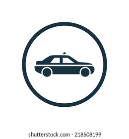 police car circle background icon, isolated on white background 