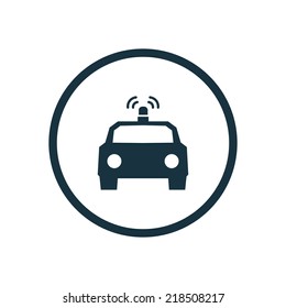 police car circle background icon, isolated on white background 