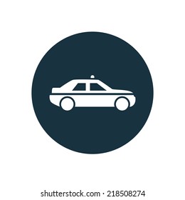 police car circle background icon, isolated on white background 