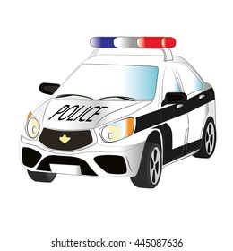 Police car color vector illustration isolated on a white background. Law enforcement