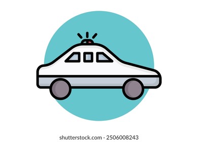 Police car colored outline icon. icon related to transportation. legal elements vector illustration