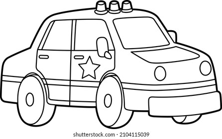 Police Car Coloring Page Isolated Kids Stock Vector (Royalty Free ...