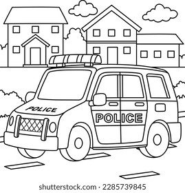 Police Car Coloring Page for Kids