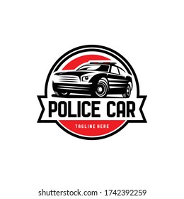 Police Car Design Emblem Auto Cop Concept Emergency Crime Criminal Car Logo Design Vector