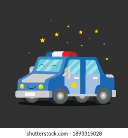 The police car design with the sparkling around it of illustration