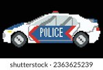 Police Car designed based on 8 bit size. A Police Bus Suitable for your game asset.