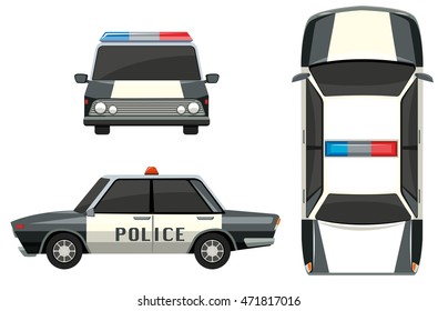 Police car from different views illustration