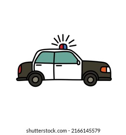 police car doodle icon, vector illustration