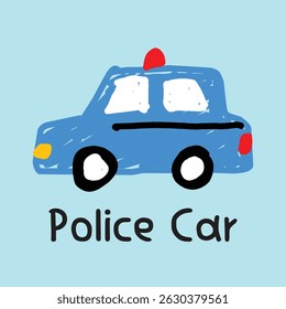 police car doodle vector set