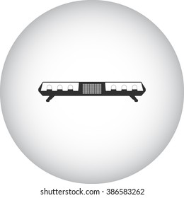 Police car emergency lights simple icon on round  background