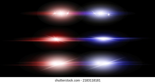 Police car flash effect on dark background. Vector illustration.