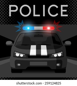 Police car with flash light. Vector illustration