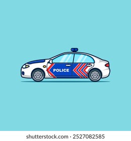 Police Car Flat Cartoon Illustration