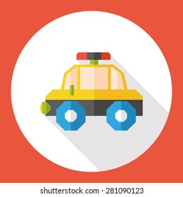 Police Car flat icon with long shadow