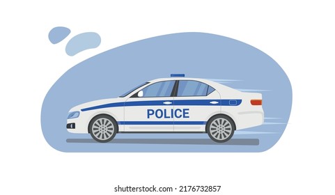 Police car in flat style. Vector illustration.