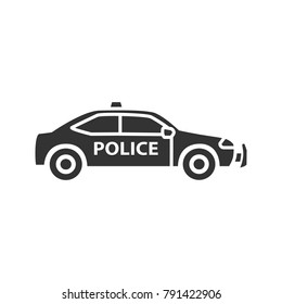 Police Car Glyph Icon. Silhouette Symbol. Negative Space. Vector Isolated Illustration