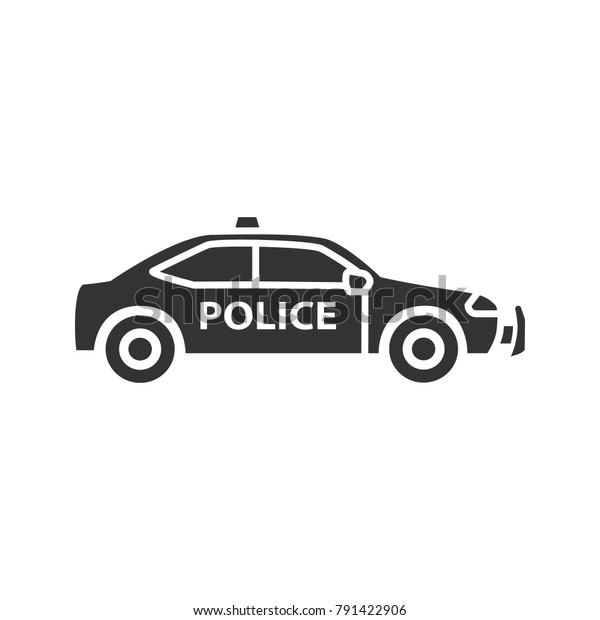 Police car glyph icon. Silhouette symbol.\
Negative space. Vector isolated\
illustration