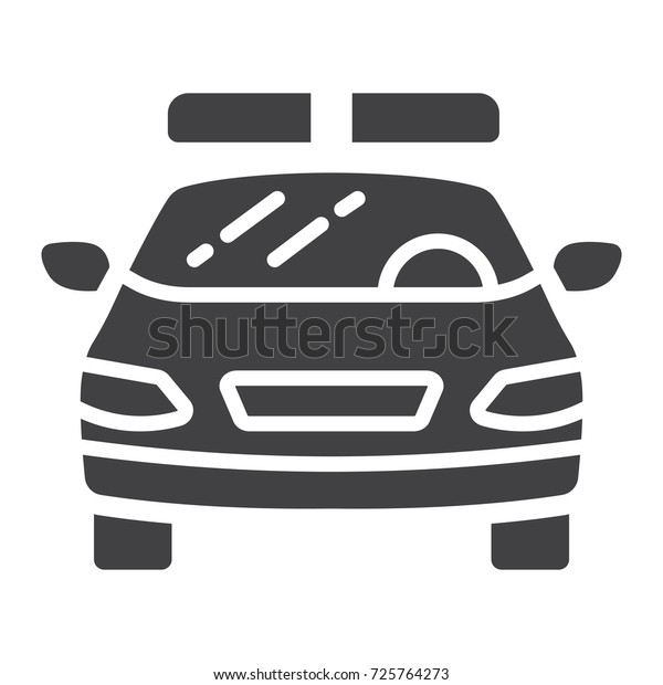 Police car\
glyph icon, transport and automobile, cop sign vector graphics, a\
solid pattern on a white background, eps\
10.