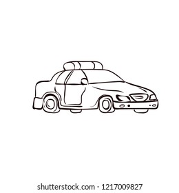 Police car. Hand drawn vector illustration.