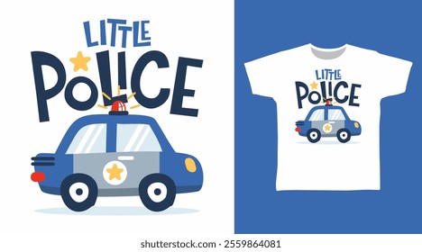 Police car hand drawn vector t-shirt design