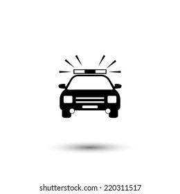 Police Car icon - black vector illustration