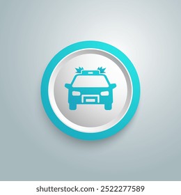 Police car icon blue button. Vector