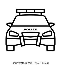 Police Car Icon. Bold outline design with editable stroke width. Vector Illustration.