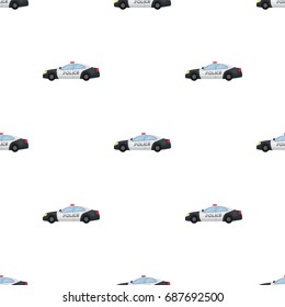 Police car icon in cartoon style isolated on white background. Police symbol stock vector illustration.