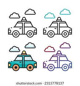 Police car icon design in four variation color