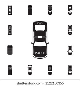 police car icon. Detailed set of Transport view from above icons. Premium quality graphic design sign. One of the collection icons for websites, web design, mobile app on white background