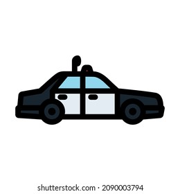 Police Car Icon. Editable Bold Outline With Color Fill Design. Vector Illustration.