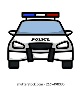 Police Car Icon. Editable Bold Outline With Color Fill Design. Vector Illustration.