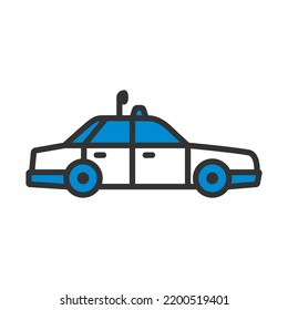 Police Car Icon. Editable Bold Outline With Color Fill Design. Vector Illustration.