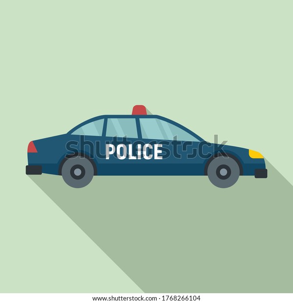 Police car icon. Flat illustration of police car\
vector icon for web\
design