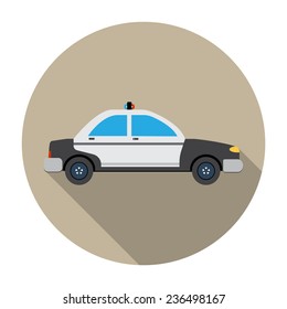 Police car icon in flat style design. Vector.