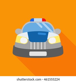 Police car icon. Flat style. Vector design