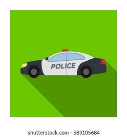 Police car icon in flat style isolated on white background. Police symbol stock vector illustration.