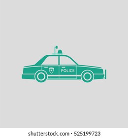 Police car icon. Gray background with green. Vector illustration.