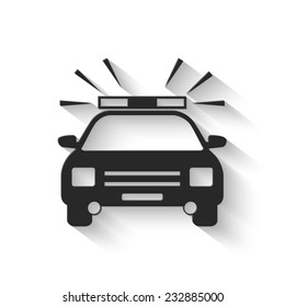 police car icon - gray vector illustration with shadow