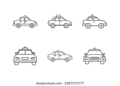 police car icon line art vector illustration