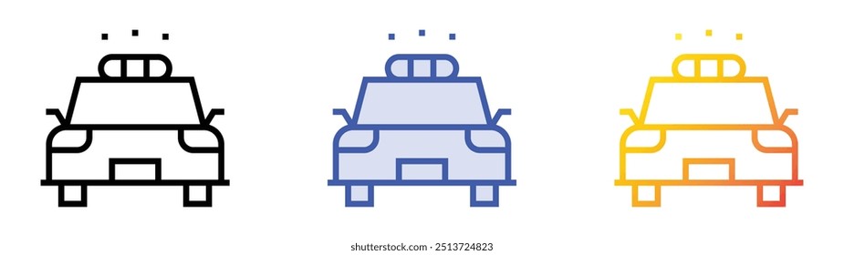 police car icon. Linear, Blue Fill and Gradient Style Design Isolated On White Background