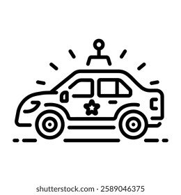 Police car icon in linear style 