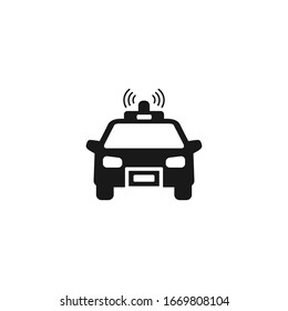 Police Car Icon On White. Vector Illustration