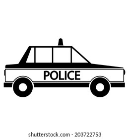 Police car icon on white background. Vector illustration.