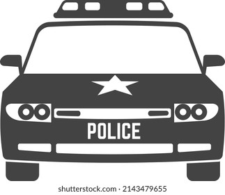 Police car icon. Patrol auto front view